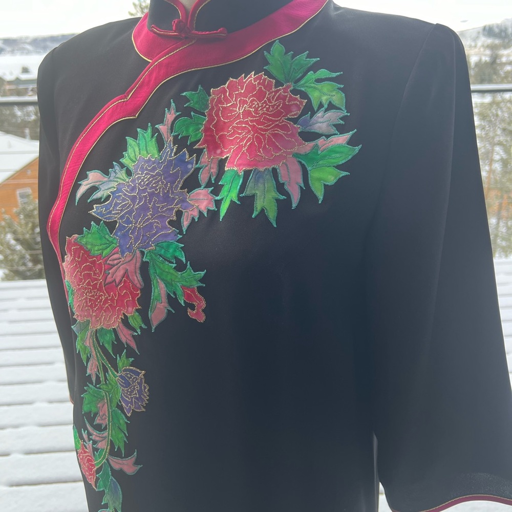 Authentic silk embroidered qi-pao from Taiwan.
